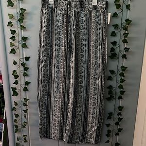 flowy black and white beach pants.